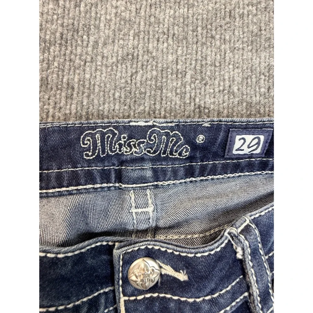 Miss Me Signature Boot Jeans 29 Blue Denim Embroidered Y2K Bootcut Stretch Women